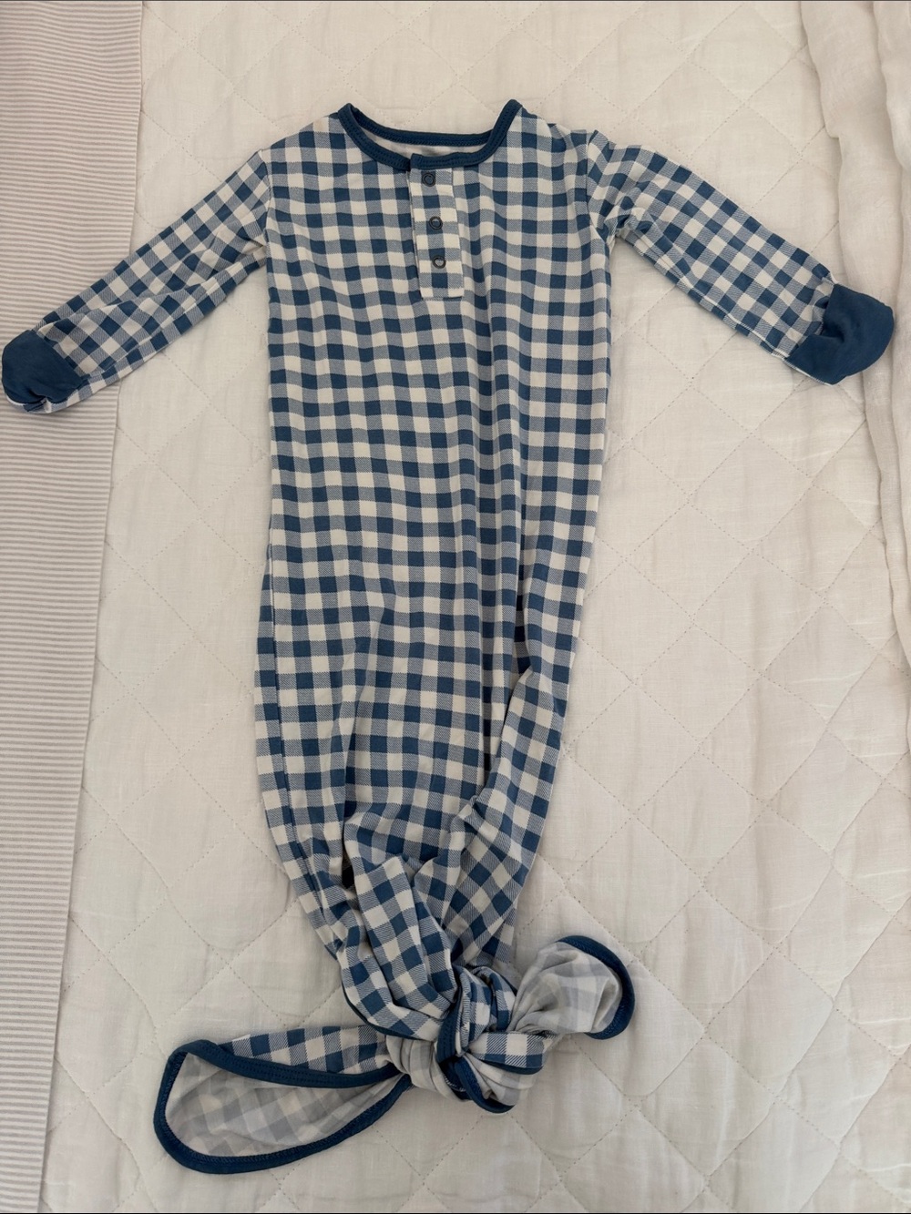 Sweet Bamboo Blue & White Gingham Baby Gown